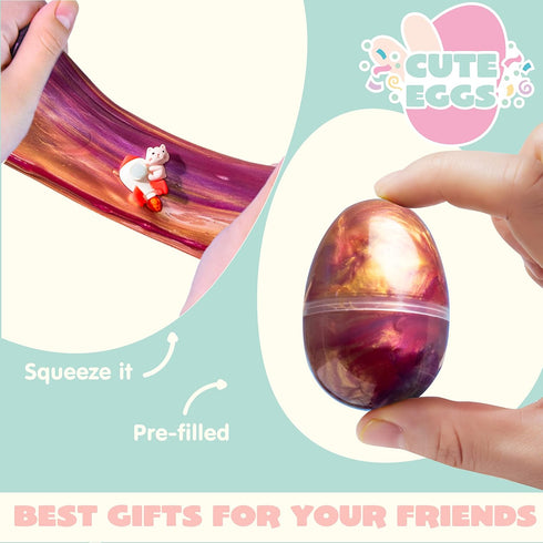 24 3+ Packs, JOYIN Pcs Galaxy Slime Eggs with Toys, Unscented, Multi-color, Easter, Space Theme, Years, Small, Multi