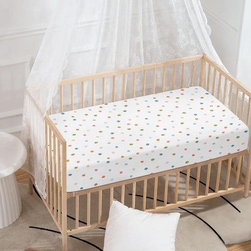 JEPFEIXIA 28"x52" Colorful Polka Dot Fitted Crib Sheet for Boys Girls Beautiful Watercolor Pastel Spots Baby Sheet