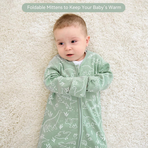 12-18 0.5 2-Way 2 Pack(Large) Baby Sleep Sack Months, Long Sleeve Baby Wearable Blanket Tog with Mittens, Zipper