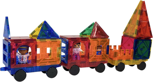 Magnet Tiles Car Set: Magnet Truck Train Building Tile Add-On, Red/Blue, 2 Pieces
