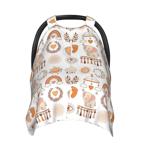 Mcewoel Boho Baby Car Seat Canopy Cover, Nursing Cover for Newborn, Boho Baby