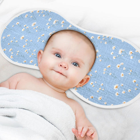 decor gift 4 Pack 22x11in Cotton Muslin Burp Cloth Breathable Daisy Flower Pastel Blue Baby spit up Cloth for Babies