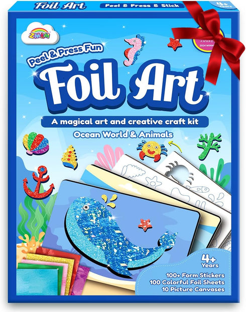 ZMLM Colorful Foil Fun Kids Toys - Ocean World & Animals Toy Set - Arts & Crafts Supplies for 4+ Boys and Girls Gifts