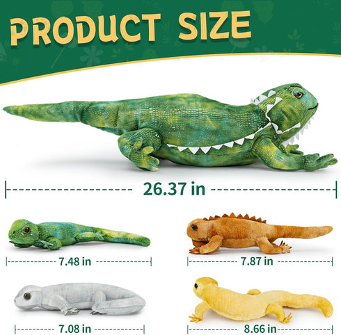 Tezituor 5 Pieces Realistic Stuffed Lizard Set, 26.4 Inch Large Plush Bearded Dragon Animal Toy Gifts for Boys
