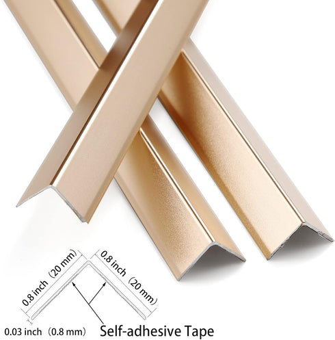 90 35.4in 0.8in (3Pcs) Trimold Matte Gold Aluminum Peel and Stick L Molding Corner Guards with Angle for Wall Door