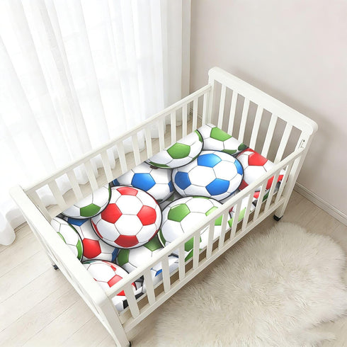CZXW 52" 28" Colorful Soccer Balls Crib Sheets Fitted x Natural Cotton Soft & Breathable for Baby Crib Mattress