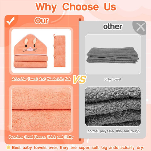 Sublaga 4 32x32 PCS Hooded Baby Towels, Soft Baby Towel, Absorbent Baby Bath Towel, Baby Towels and Baby Washcloths