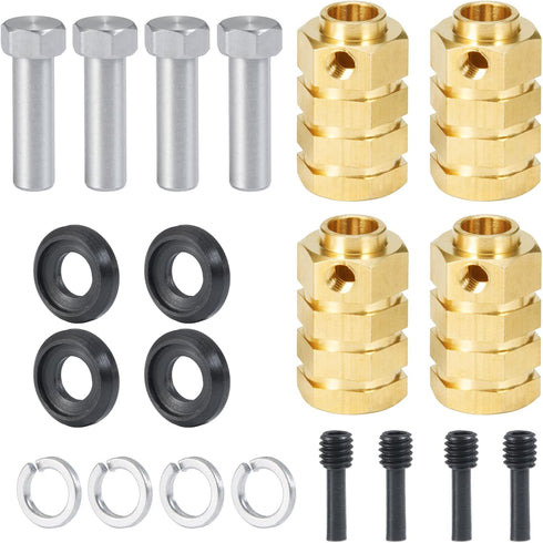 RCLIONS 12mm Brass Wheel Spacers +20mm Extension Wheel Hubs Hex for TRX4 1/10 RC Crawler Truck
