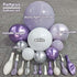 Pastel Purple White Balloon Arch Double Stuffed, Light Lavender Pearl Balloon Garland Kit with Metallic Lilac Silver
