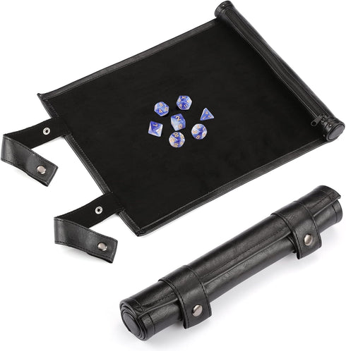 ROSELLE 2 in 1 Leather Dice Mat Dice Tray for DND Dice, Scroll