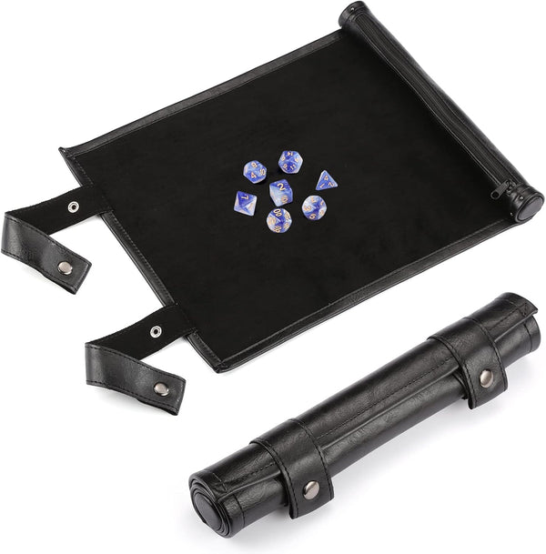ROSELLE 2 in 1 Leather Dice Mat Dice Tray for DND Dice, Scroll