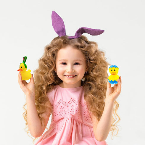 25-Pack Summer 2" (25-Pack) Easter Rubber Duck Toy Bunny Rabbit Duckies for Kids Easter Eggs, Bath Birthday Gifts Baby
