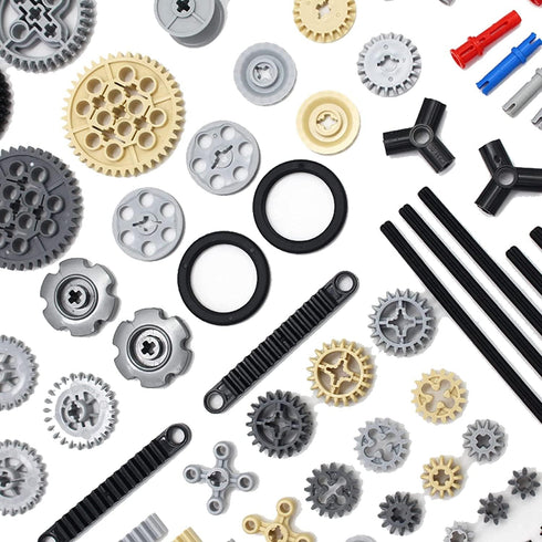 116PCS Gear and Axle Parts set Compatible with Lego Technic Parts, DIY moc Gears chain lnks Pins Axles Differential Assortment Pack (Random Color)