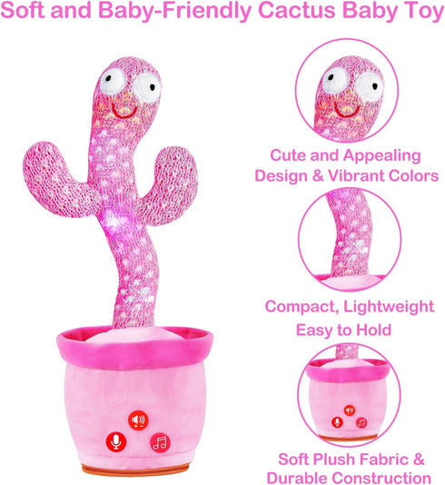 18 1 River Mill Rechargeable Dancing Talking Cactus Toy, Singing Cactus Baby Toy that Talks Back, Educational Baby Toys