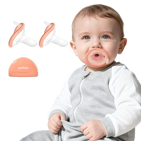 Garkoko 2-Pack Baby Pacifier with Pacifier Case, Thumb-Shaped Soothing Pacifier 0-18 Months,