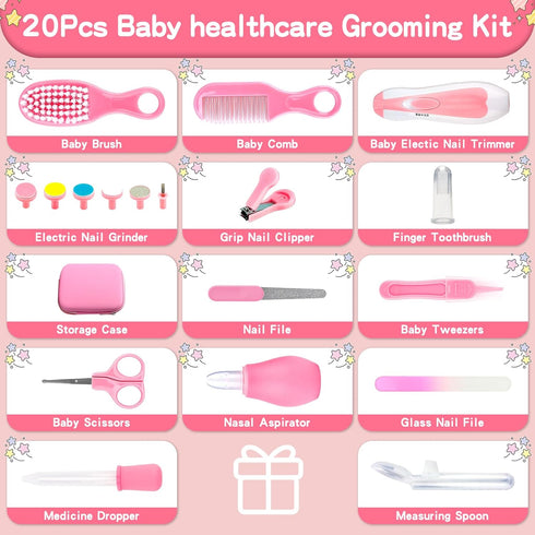 Set 20 1) Baby Grooming Kit, Infant Safety Care with Hair Brush Comb Nail Clipper Nasal Aspirator,Baby Essentials Kit