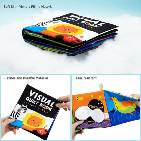 Soft Baby Books by beiens, High Contrast NonToxic Fabric Touch and Feel Crinkle Books for Infants Toddlers