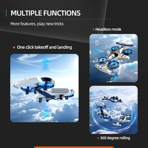 Xelabrion 4-6-8-10-12, 2-in-1 4 5 6 7 8 9 Remote Control Airplane Car Toys for Kids Ages Foam RC Plane Car Jet Mini