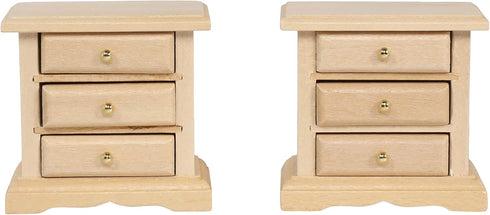 Wooden Dollhouse Night Stands | Set of 2 | Bedside Tables | Dolls House Furniture | 1/12 scale (light)