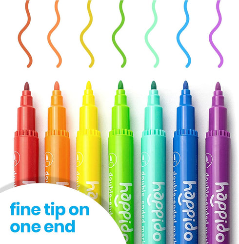 International Arrivals Happido Set of 36 Double Sided Markers, Non-Toxic for Kids Ages 4-8, Vibrant Coloring