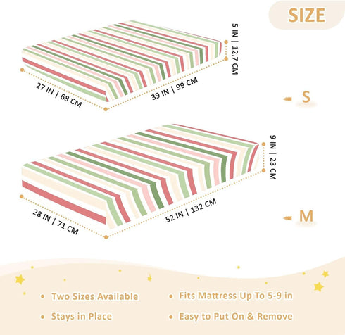 miaozhen 1 Pack 52x28 Cotton Crib Sheets for Baby Boys Girls Soft Breathable Spring Stripes Offwhite Toddler Mattress
