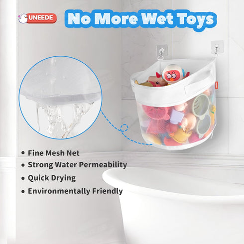 UNEEDE 2 Gallons Bath Toy Organizer, Quick Access Bath Toy Holder for Bathtub, Quick Dry Baby Bath Toy Storage