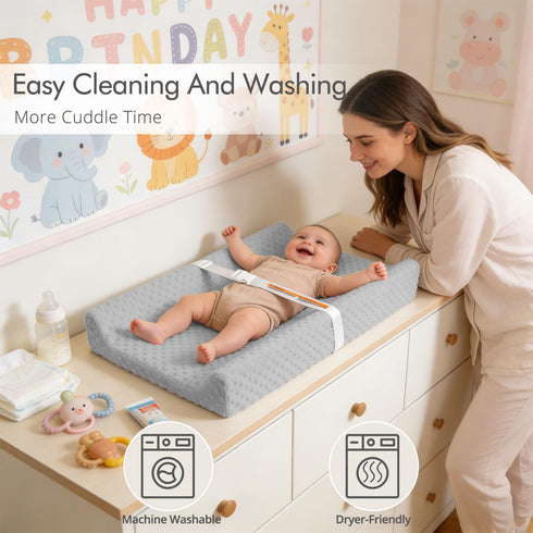 2 Pack 32x16 Inch Baby Changing Pad Covers, Super Soft Plush Dot Diaper Changing Table Covers Fit Changing Table Pad