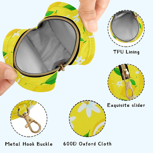 Lemons Round Pacifier Storage Case with Zipper, Portable Pacifier Case for Travel, Diaper Bag & Purse, Pacifier