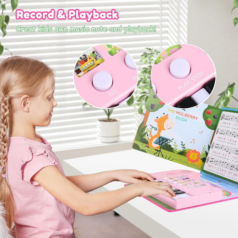 3 3 4 5 6 7 8 2-4 3-4 3-5 3-6 5-8 Toys for Year Old Girls Gifts - Piano Book Educational Toddler Musical Toys for Kids