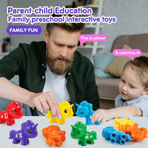 Matching Letter Montessori Toys - ABC Unicorn Alphabet Sorting Educational Toy Sets for Kids Age 3-6