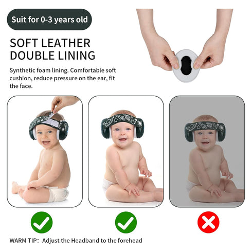 LYSIAN Baby Noise Reduction Earmuffs - Noise Cancelling Headphones for Infants, Hearing Protection (25dB Dark Green)