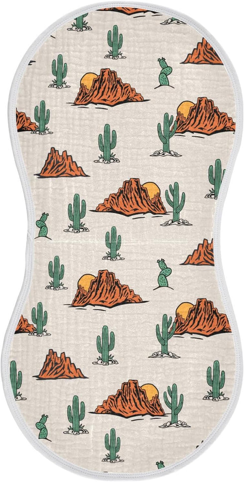 Muslin Baby Burp Cloths Set of 1, Soft Western Cactus Absorbent Muslin