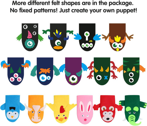 18Pcs WATINC Hand Puppets Making Kit for Kids Art Craft Felt Sock Monster Puppet Creative DIY Make Your Own Puppets