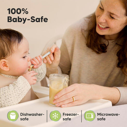 KeaBabies 4pk 8oz & 4pk 4oz Glass Baby Food Containers - Leak-Proof, Microwavable Small Baby Glass Jars with Lids,
