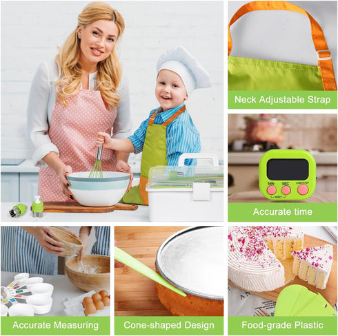 Sets 37PCS Set 3 8 Kids Cooking Real, Kids Cooking and Baking with Storage Case Timer Kid Safe Knives Cutting Board