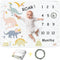 Dinosaur Baby Monthly Milestone Blanket for Boys, Soft Flannel Photography Background Prop, Personalized Shower Gift