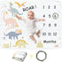 Dinosaur Baby Monthly Milestone Blanket for Boys, Soft Flannel Photography Background Prop, Personalized Shower Gift