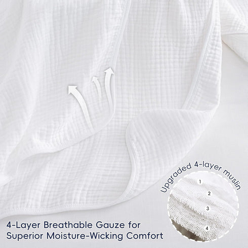 100% 4-Layer 47 47 inches, PHF Baby Muslin Swaddle Blanket, Cotton Soft Breathable Receiving Blankets for Boys