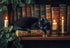 Yuwvewv 500 Piece Wooden Puzzle for Adults Black Cat Sleeping on Bookshelf in