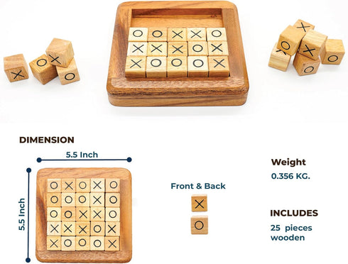 BSIRI Pushing Me Wooden Tic Tac Toe Game - Tabletop Board Game for Farmhouse Decor, Unique Gifts for Adults