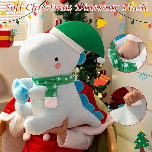 12 Inch) SQEQE Dinosaur Plush Pillow, Cute Loving Stuffed Dinosaur with Heart, Christmas Stuffed Animal Plush Toys Gift