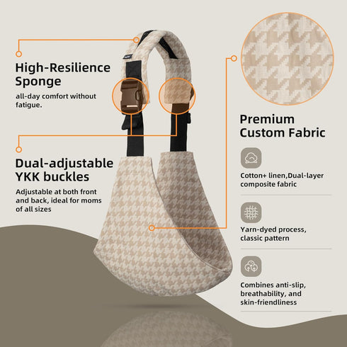 Lujifo Baby Sling Carrier for Toddler, Houndstooth Baby Carrier Sling, Premium Cotton Linen Adjustable in Both Front