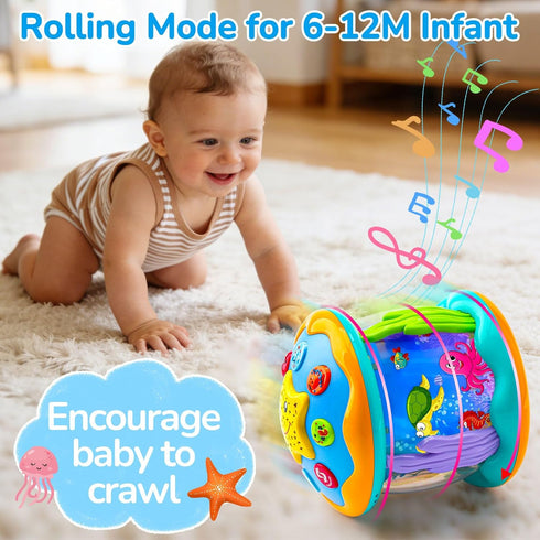 6-12 Tummy 0-6 3-6 4 5 6 7 8 9 12-18 1 Baby Toys Months Ocean Projector Rotating Musical Light Up Time Toys for Infant