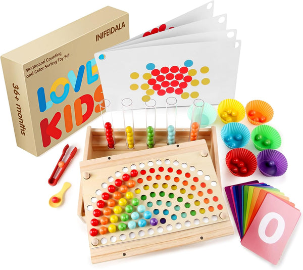 INIFEIDALA Montessori Toddler Learning Sorting Toys for 3-6 Year Olds - Rainbow