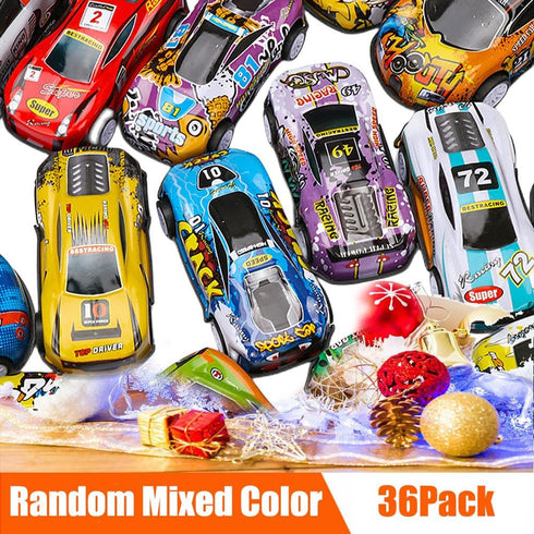 36 Pack Mini Die-Cast Race Cars - Pull Back Toy Vehicles Bulk for Boys Girls 3-5 Years Old
