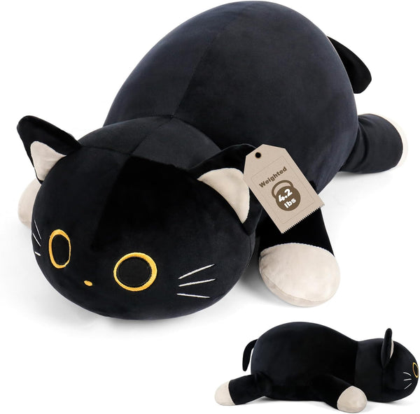 Wepop 24" Black Cat Plush Weighted Stuffed Animals, 4.2lbs Weighted Black Cat