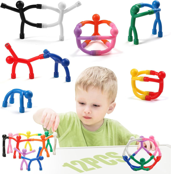 12Pcs Magnetic Toys, Funny Magnet Men for Travel, Colorful Mini Toys for Kids and Adults, Fridge Decoration