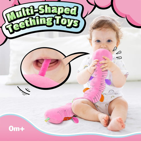LIGHTDESIRE 3 6 12 Tummy Baby Toys Musical Caterpillar,Infant Toys Stuffed Animals Months Sensory Toys with Ruler