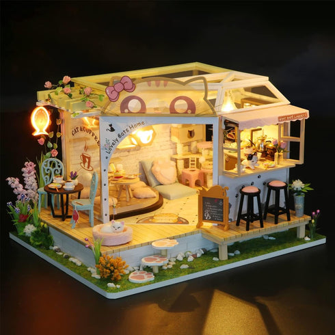 MAGQOO Dollhouse Miniature with Furniture DIY Wooden Dollhouse Kit Tiny House DIY House Kit Creative Room Idea Dust