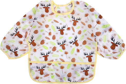 Accmor 3 Pack 6-36 Long Sleeve Bibs, Baby Smock Waterproof Sleeved Bib Smock for Baby Toddler Months